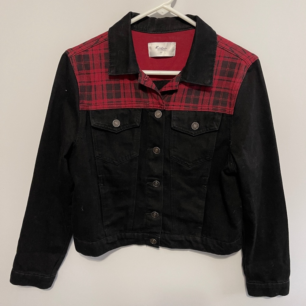 Kancan Aspen‎ Buffalo Plaid Jean Jacket Size Small - Picture 2 of 9